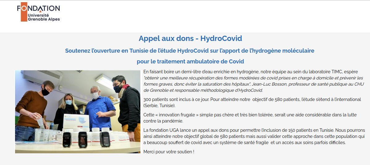 Fondation UGA - Appel Don Hydrocovid