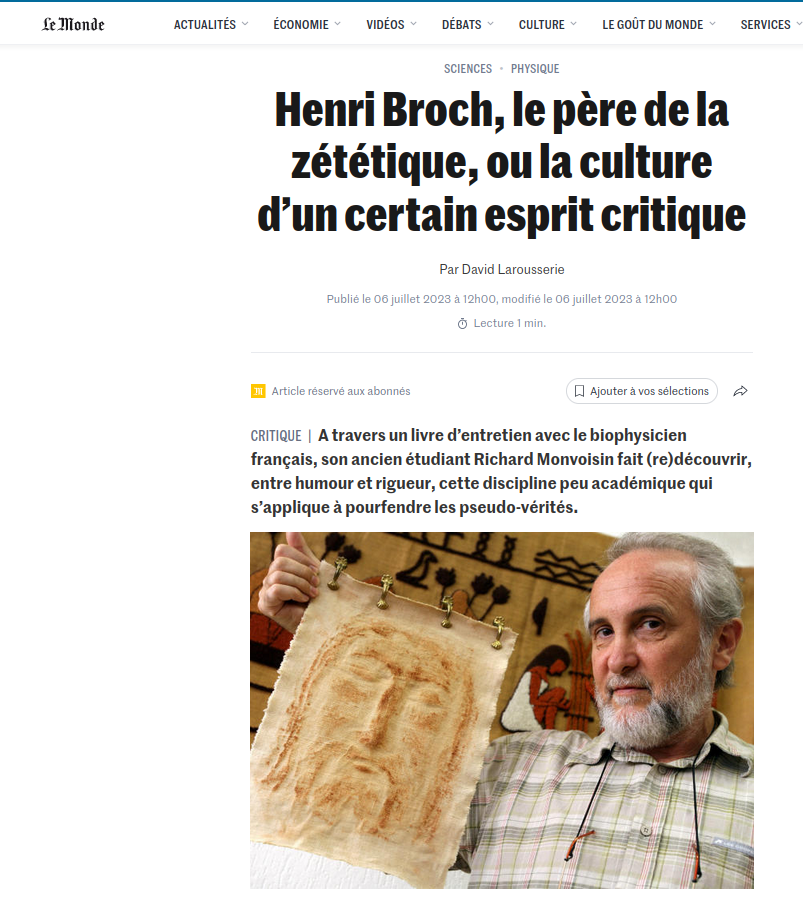 Henri Broch dans Le Monde